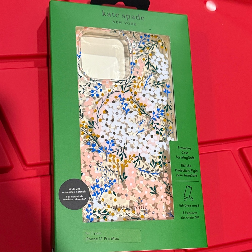 Kate Spade Floral iPhone 15 Pro Max Case - Pink and Blue